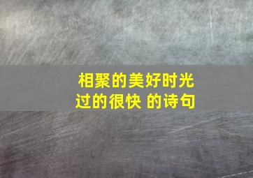 相聚的美好时光过的很快 的诗句